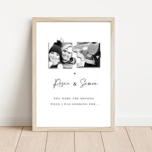 Paar afdrukken cadeau vrouw echtgenoot vriend vriendin echtgenoot puzzelstukje puzzel liefde collage A4 A3 gepersonaliseerde liefde geschenken Valentijnsdag