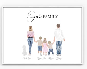 Impression photo de famille pour la maison, cadeau mural pour elle, pour lui, photo de famille pour animaux de compagnie, affiche d&#39;anniversaire pour enfants, fête des mères personnalisée
