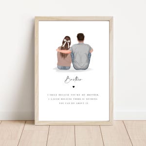 Brother Print Gifts Print Christmas Family Love Gifts for Him Birthday Personalised Photo Birthday Poster Sister Wall Art Print Sibling