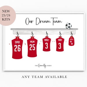 Our Dream Team Football Print Family Team A4 or A3 Size Dad Grandad Gifts for Him Football Shirt Print Fathers Day Father Gift For Him