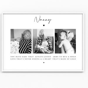 Nan Gran Grandma Gift Love Grandchild Gifting Mothers Day Gifts for Mum Gifts Collage Print A4 or A3 Personalised Unframed Photo