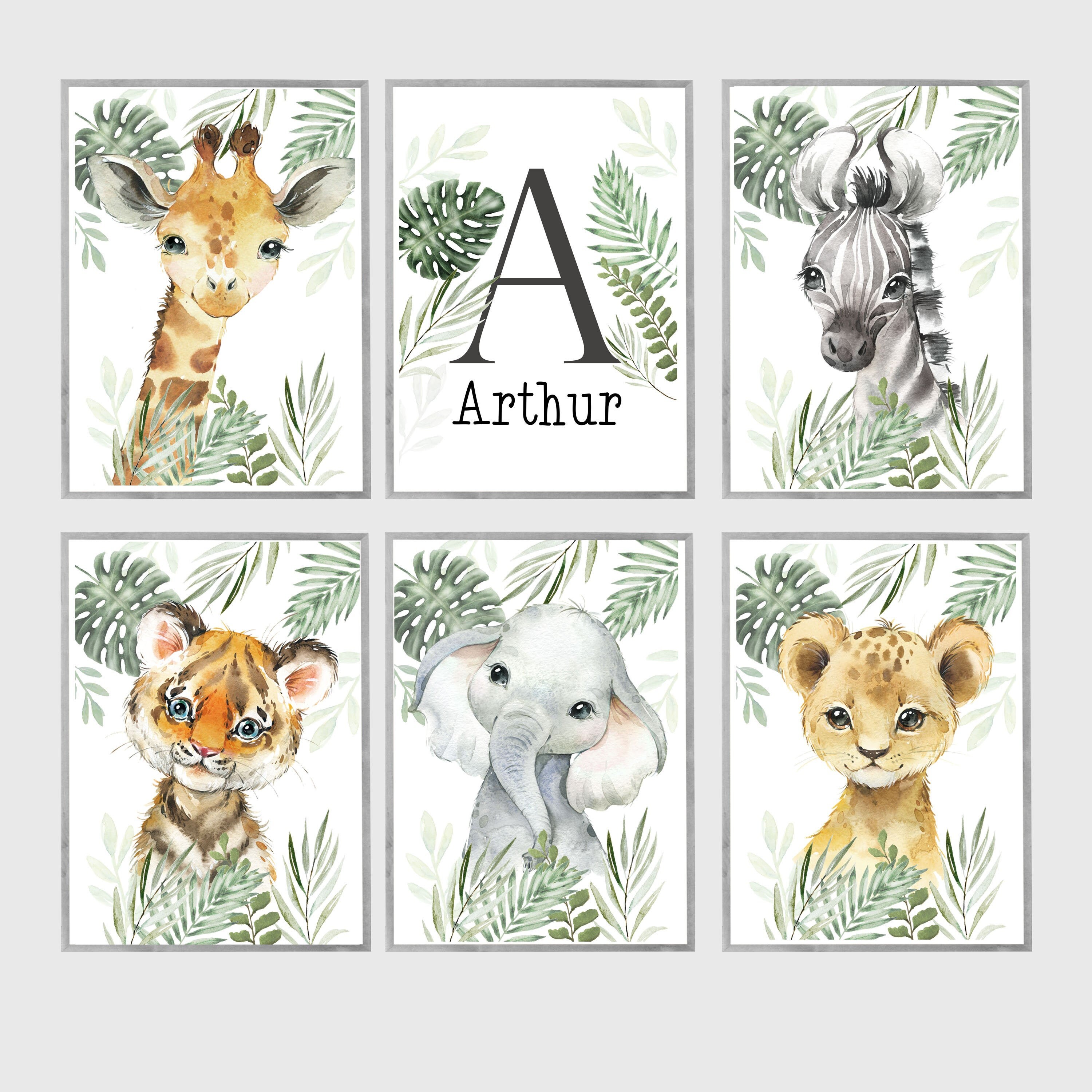 Jungle Safari Animal Nursery Prints A4 or A3 Size Etsy UK