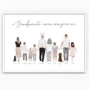 Grandparents Our Family Print Gift Nan Grandad Gran Gifting For Them Print Personalised Custom Made  Grandchildren Picture Back Mothers Day