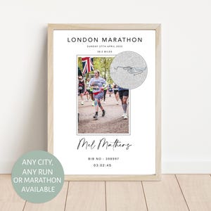 Any Run Any City London Marathon Fotokaart Afdrukken Aandenken Souvenir Aandenken Cadeau Halve Marathon Fun Run Runner 10K 5K Race for Life 2025