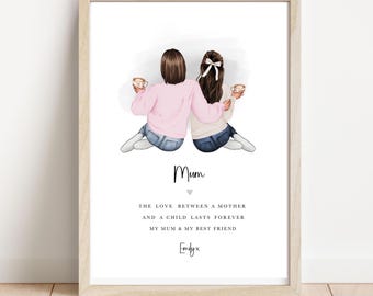 Mother Daughter Gift, Personalised Print, Gift for Mum from Daughter, Mum Best Friend Print, Mothers Day Gift Christmas Birthday