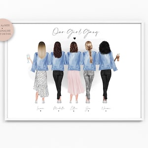 Best Friend Girl Group Gang Print Best Friends Group A4 Print Girl Group Our Friendship Group Friendship Personalised Girls image 2