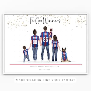 Stampa personalizzata per la famiglia dei vincitori della FA Cup del Crystal Palace Football 2025, realizzata su ordinazione, regalo per la festa del papà, papà e nonno.