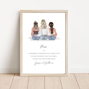 Stampa personalizzata per la mamma: regalo per mamma e figli, ritratto di famiglia personalizzato