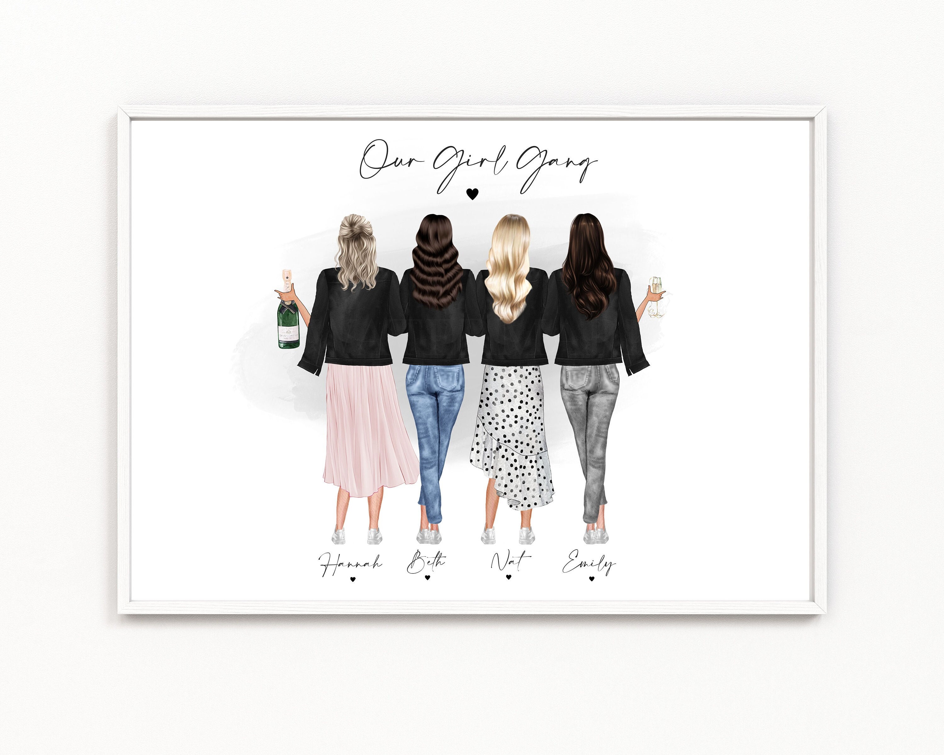 Best Friend Girl Group Gang Print Best Friends Group A4 - Etsy