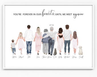 Personalised Memorial Family Print: Loss Sympathy Gift Loss Remember Angel Family Member Relative Death Custom Made Sentimental Back