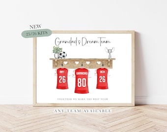 Dad / Grandad Any Team Football Team Print: Uncle Football Shirt Custom Family Soccer Gift Hallway Christmas Gift Picture Birthday
