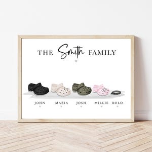 Clogs Family Shoes Custom Print Wall Home Our Family Gift Gifting Personalised A4 A3 Surname Pets Picture Poster My Family Made To Order