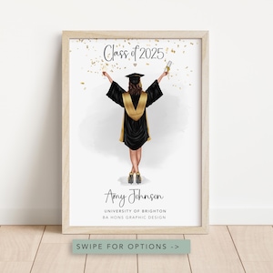 Impresión de graduación, regalo para universidad, personalizado, A4, A3, 2025, regalo de educación universitaria, regalos para ella, diploma de grado, regalo de graduación