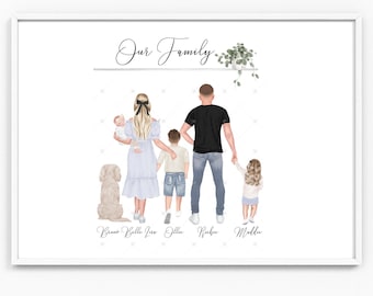 Ma famille Notre famille Impression A4 A3 Cadeau de famille Cadre photo mural Décoration murale Impressions pour la maison Poster personnalisé personnalisé