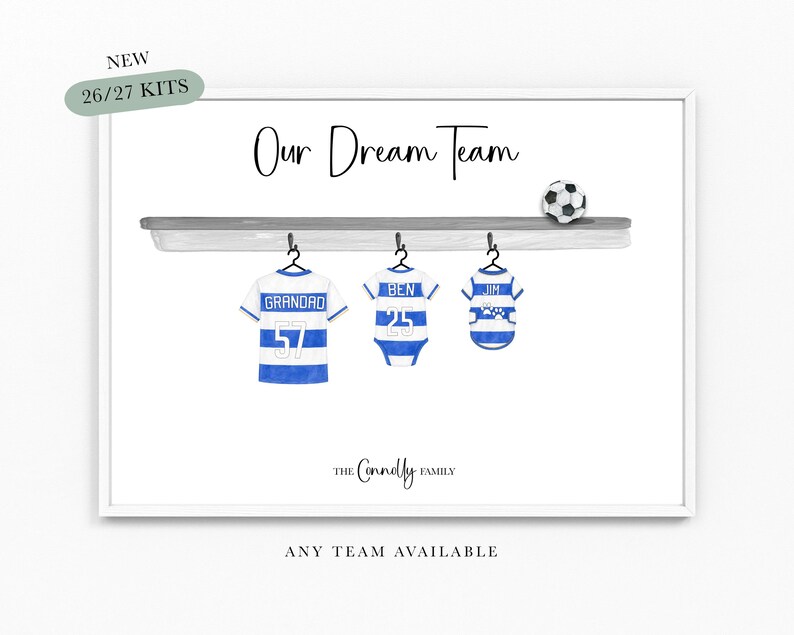 Our Dream Team Football Print Family Team A4 or A3 Size Dad Grandad Gifts for Him Football Shirt Print Father Christmas Birthday bild 10