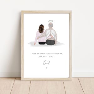 Memorial Dad Angel Print Gift Sympathy Family Daughter Son Father Loss Grief Wings Sentimental In Memory Fathers Day Grandad Personalised