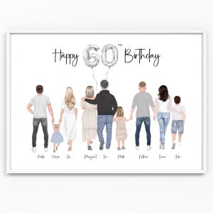 Happy 60th Birthday Gift Print Family Our Family Keepsake Picture Memento Personalised Parents Grandparents Gifts Home Wall Decor Frame Age
