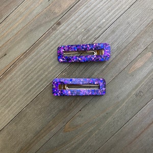 Purple Resin Clips, Holographic Resin Clip, Purple Hair Clip, Glitter Clip, Resin Hair Clip, Resin Clip, Snap Clips, Purple Glitter Clips image 5