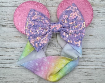 Baby Mouse Ears, Rainbow Mouse Ears, Mouse Ears headband, Mouse Ears, Minnie Ears, Minnie Mouse, Disney Princess, Disney Baby, Baby headwrap