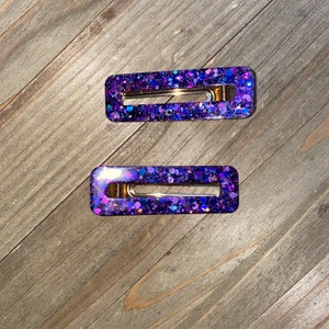 Purple Resin Clips, Holographic Resin Clip, Purple Hair Clip, Glitter Clip, Resin Hair Clip, Resin Clip, Snap Clips, Purple Glitter Clips image 9