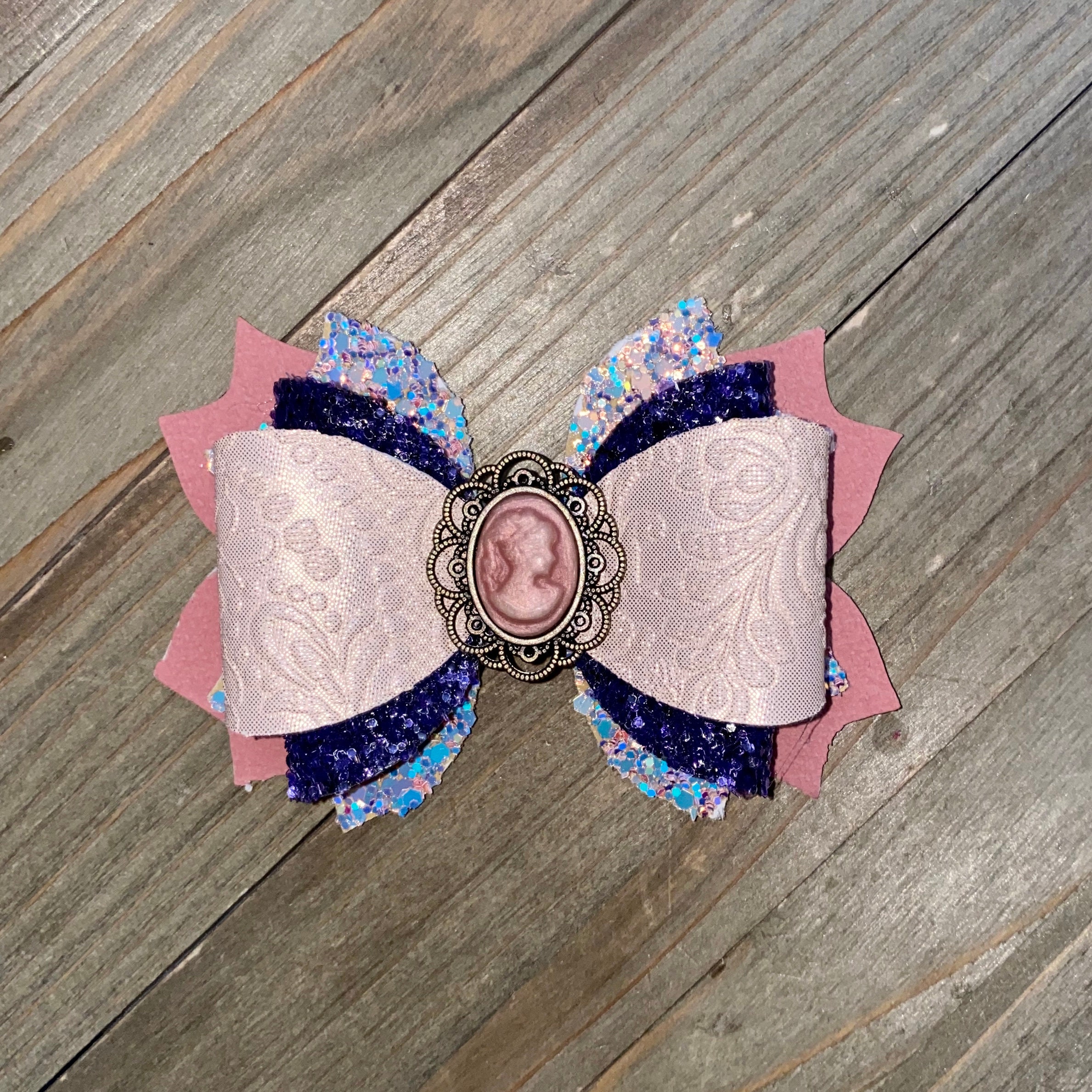 Rose Gold Bow Glitter Bow Rose Gold Hair Bow Cameo Bow Etsy