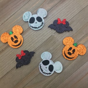Halloween Hair Clips, Disney Halloween Clips, Halloween Clips, Mouse Ear Hair Clips, Skellington, Pumpkins, Bat Clips, Minnie Ears,Halloween