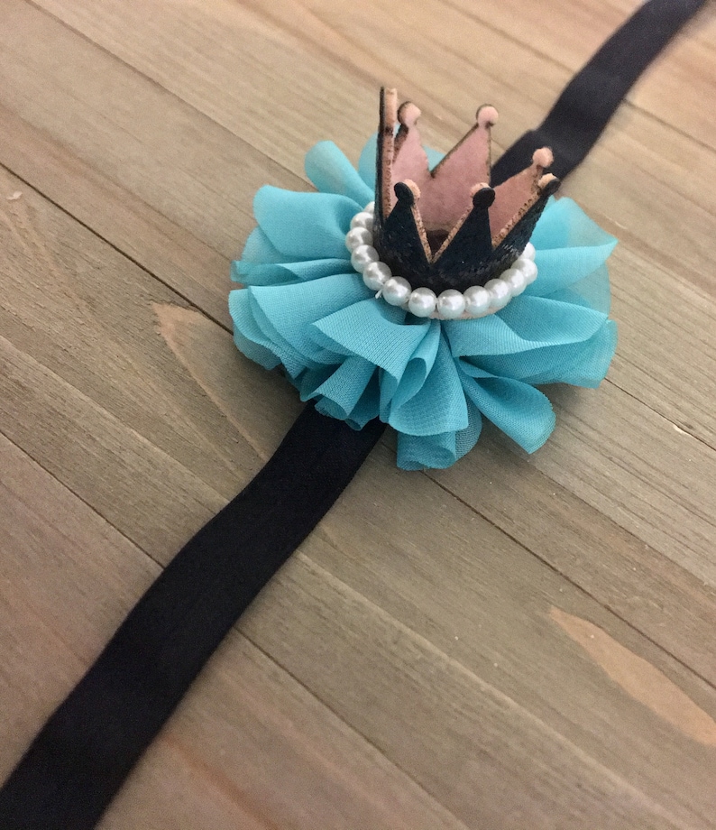 Birthday Smash Prop Photography Prop Princess Baby Princess Black /& Aqua Princess Headband Baby Girl Headband Princess Headband