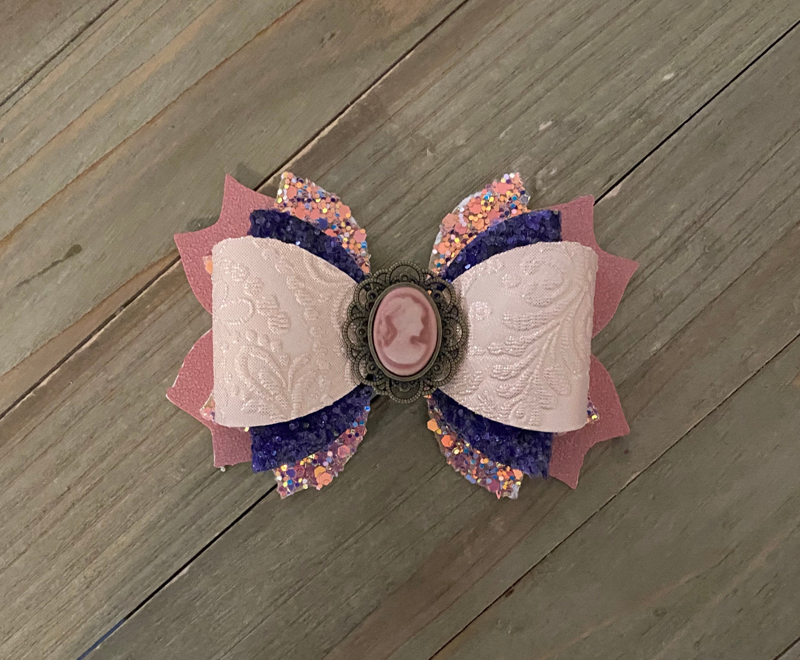 Rose Gold Bow Glitter Bow Rose Gold Hair Bow Cameo Bow Etsy