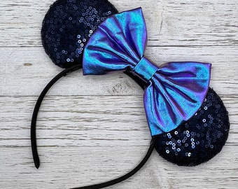 Blue Mouse Ears, Mouse Ears, Minnie Ears, Mouse Ear Headband, Disney Ears, Minnie Headband, Holographic Ears, Blue Ears, Disney Bound