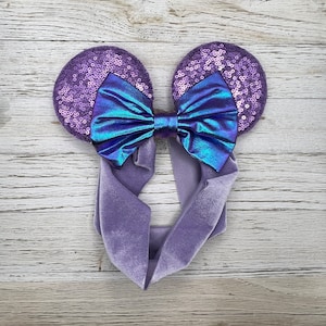 Baby Mouse Ears Headband, Mouse Ears headband, Purple Mouse Ears, Minnie Ears, Minnie Mouse, Baby Mouse Ear Bow, Minnie Headband,Disney Baby