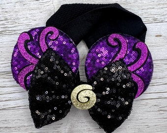 Baby Mouse Ears, Mouse Ears headband, Sea Queen, Minnie Ears, Baby Bows, Villains, Disney Baby, Ursula, Baby Headwrap, Disney Bound
