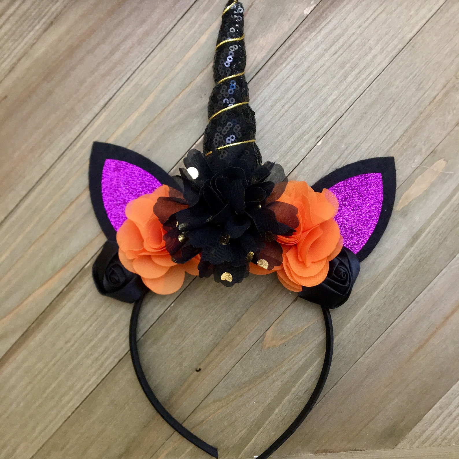 Halloween Black Unicorn Headband Unicorn Headband Halloween Etsy