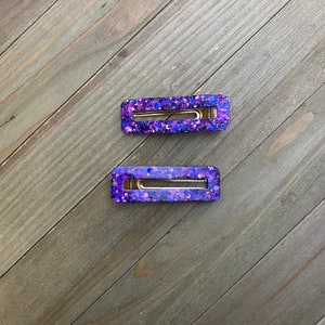 Purple Resin Clips, Holographic Resin Clip, Purple Hair Clip, Glitter Clip, Resin Hair Clip, Resin Clip, Snap Clips, Purple Glitter Clips image 8