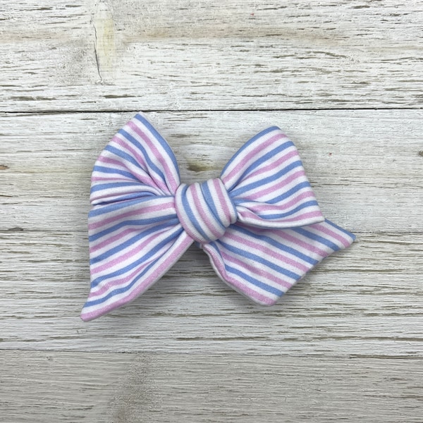 Newborn Baby Bow, Baby Shower Gift, Newborn Striped Bow, Knotted Bow, Newborn Photo Shoot, Hospital Stripes, Sailor Bow, Baby Girl Bow