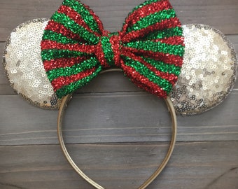 Gold Mouse Ears, Mouse Ears, Mouse Ears Headband, Minnie Ears, Minnie Mouse Ears, Christmas Mouse Ears, Disney Ears, DIsney Christmas