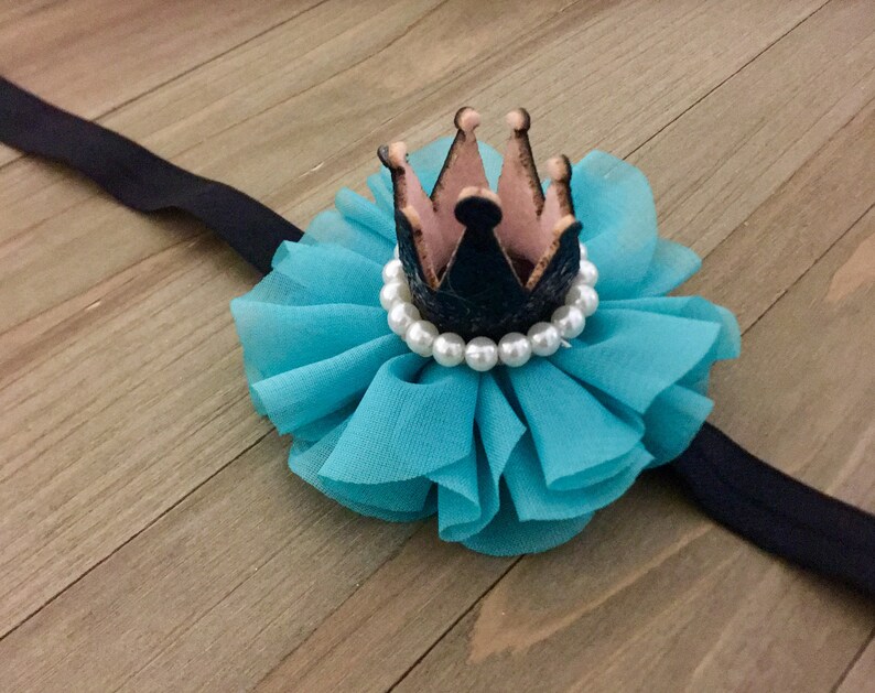 Birthday Smash Prop Photography Prop Princess Baby Princess Black /& Aqua Princess Headband Baby Girl Headband Princess Headband