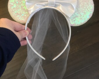 Bridal Mouse Ears, Mouse Ears, Minnie Ears,Disney Ears,Minnie Mouse Ears, Disney Bride, Bridal Minnie Ears,Disney Wedding,Bridal Shower Veil