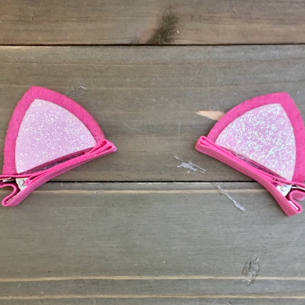 Pink Cat Ears, Cat Ears, Cat Ear Hair Clips,  Mini Cat Ears, Cat Clips, Cat Clippies, Cute Cat ears, Pink Hair Clips, Pink Cosplay