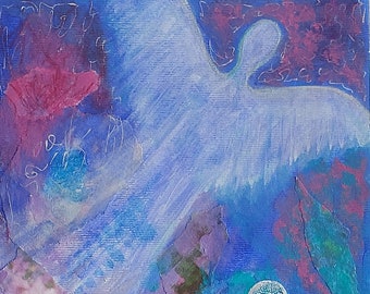 Angel digital download, angel mixed media painting, abstract art, jpeg download