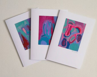 Abstract greetings cards, original artwork, painted on textured paper using acrylics and inks, A6 cards,blank inside for your own message