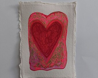 Abstract art on A6, Valentines day heart painting,320gsm cotton rag paper, acrylic painting, original artwork, UK seller