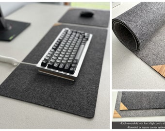 2-in-1 Wool Felt Desk Mat & Mouse Pad Combo, Multi Color Desktop Protection, Anti-Fatigue Support Pads, Gaming Mat, Gamer Gear, Gift for Dad