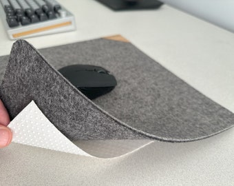 12x12 Dual Sided Mouse Pad, Light and Dark Gray Wool Felt, Crisp Simple Design, Gaming Mouse Mat, Anti Fatigue Support, Unique Desk Upgrade