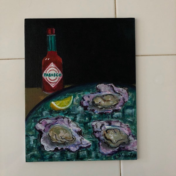 Nola seafood/spices acrylic on canvas board original kitchen art
