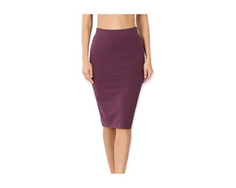 Eggplant Knee Length Pencil Skirt