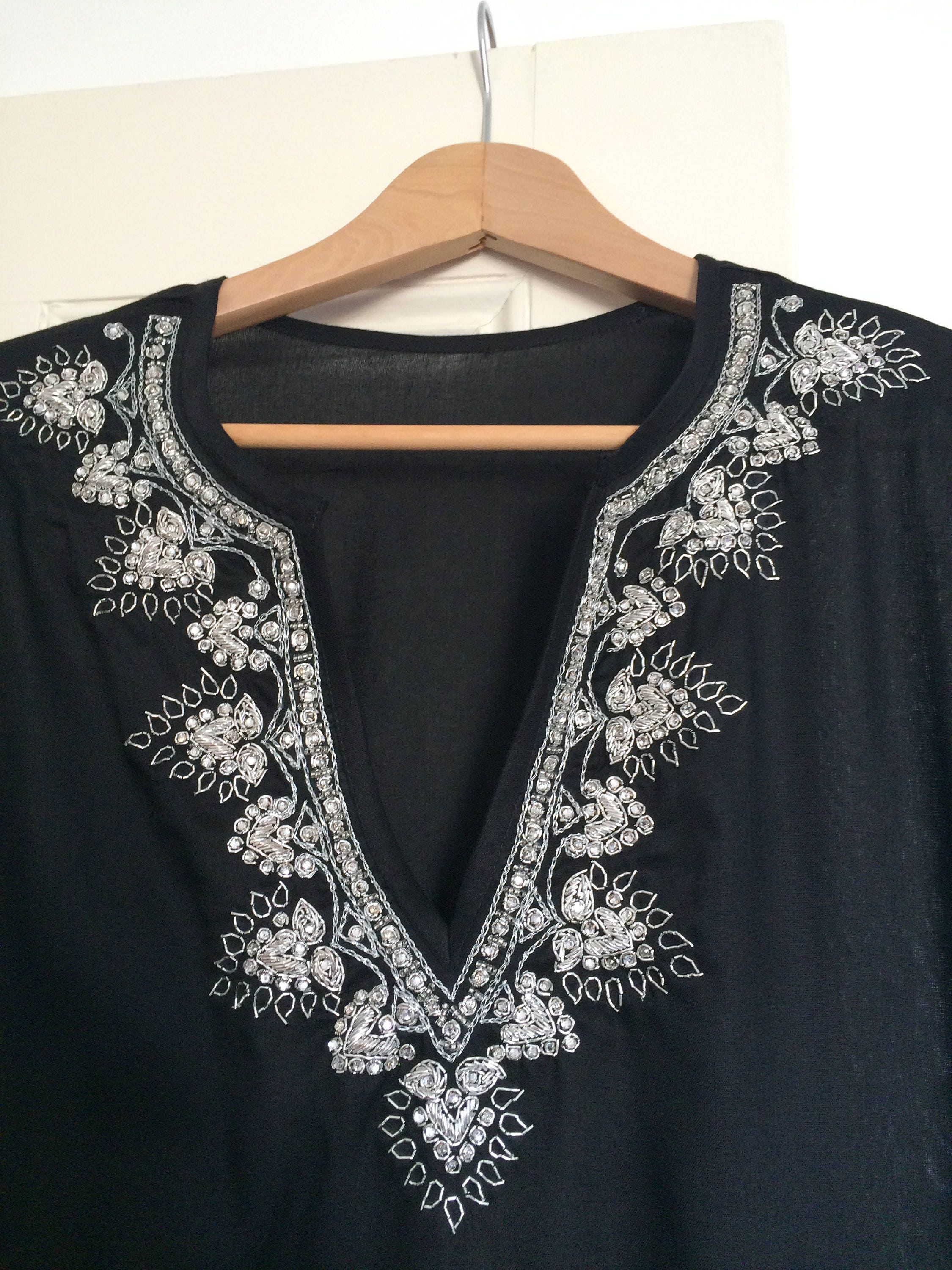 Full Length Kaftan With Beaded Neckline - Etsy UK