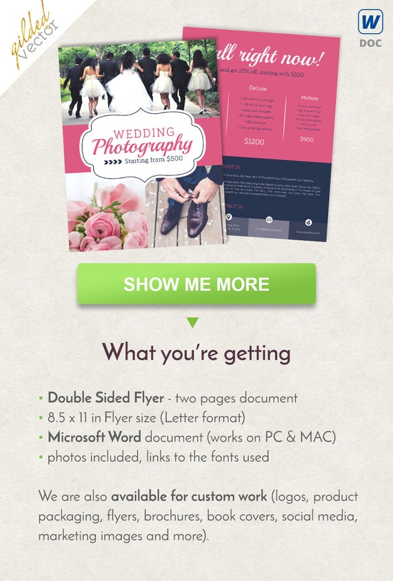 photographer flyer design wedding flyer design letter size etsy wedding flyer design