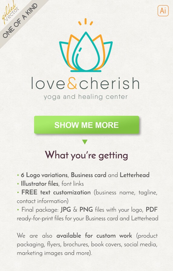 Joga Logo Logo Kwiat Lotosu Nowoczesne Logo Osobiste Logo Etsy