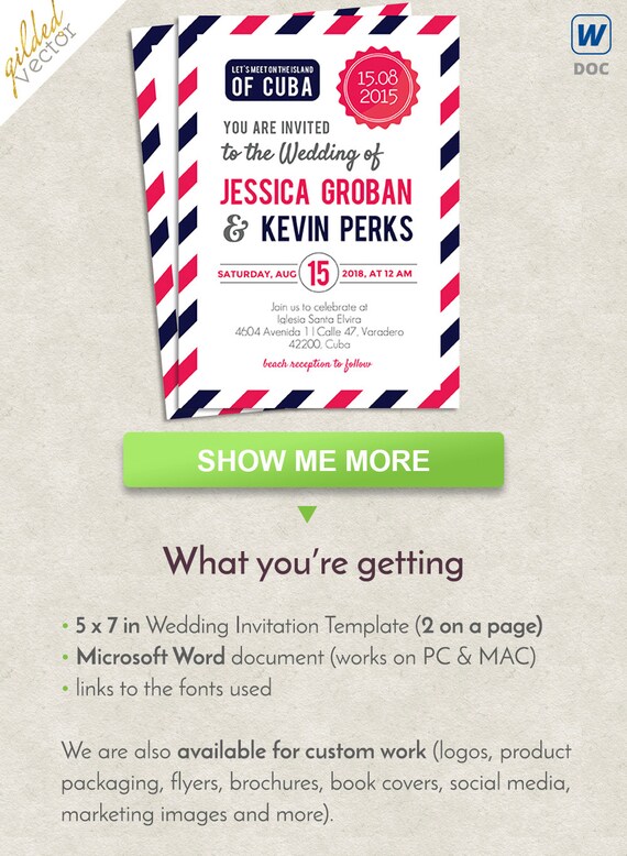 postage wedding template destination