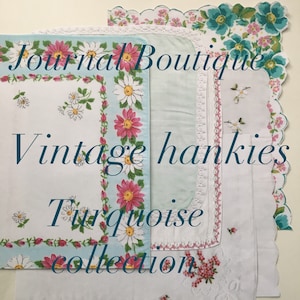 Vintage handkerchief printable - turquoise collection